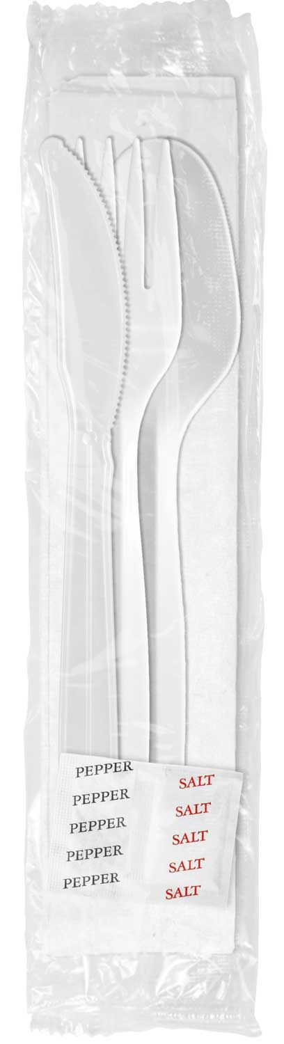 Berkley Square White Polypropylene Medium Weight Cutlery Kit -- 250 Per Case