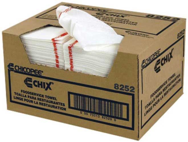 Chix Rayon/polyester White With Red Logo Foodservice Towel, 13 1/2 X 21 Inch -- 150 Per Case