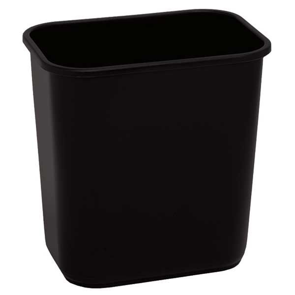 American Plastics Black Plastic Rectangle Waste Basket, 13.62 Quart -- 12 Per Case