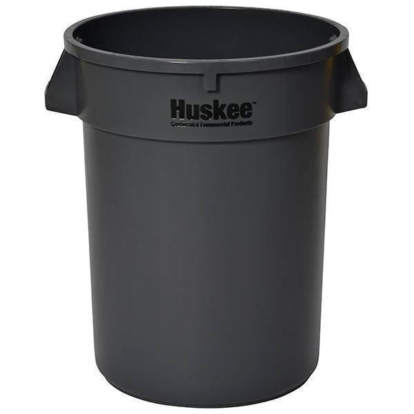 American Plastics Huskee Grey Round Receptacle Container, 32 Gallon Capacity -- 6 Per Case