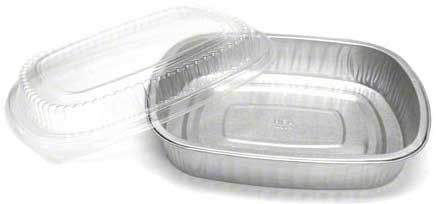 Handi-foil Gourmet-to-go Aluminum Medium Silver Entree Tray Container With Lid, 1.75 Inch Depth Vertical -- 50 Per Case