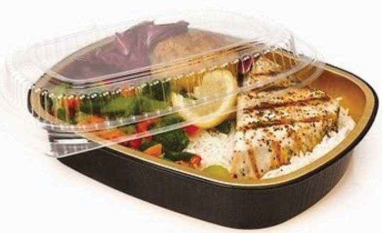 Handi-foil Of America Large Black With Gold Carry Out Gourmet To Go Base And Lid -- 50 Per Case