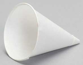Genpak White Rolled Rim Paper Cone Cup, 4 Inch Height -- 5000 Per Case