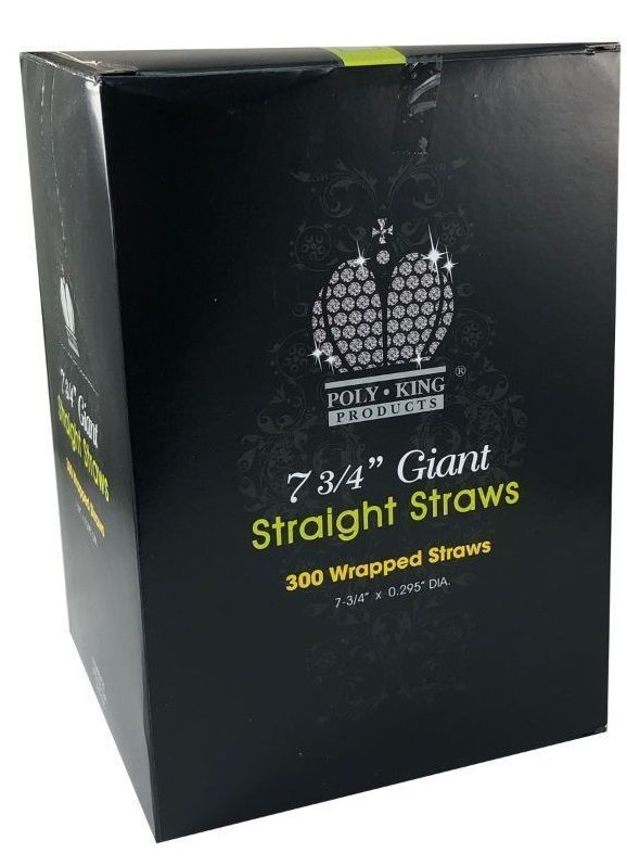 Poly-king Wrapped Black Giant Straight Straw, 7.75 Inch -- 3000 Per Case