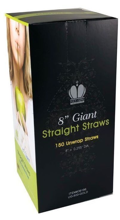 Poly-king Unwrapped Assorted Neon Giant Straight Straw, 8 Inch -- 2400 Per Case