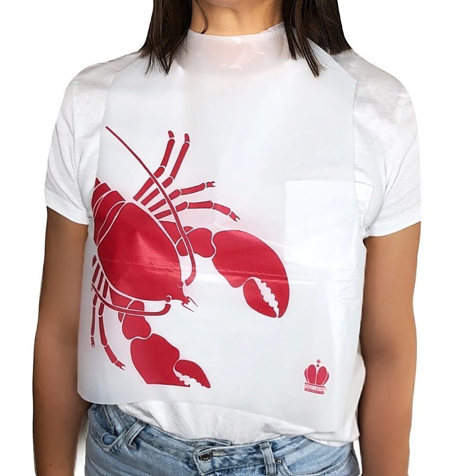 Poly-king Poly Lobster Print Disposable Adult Bib, 15 X 20 Inch -- 2000 Per Case