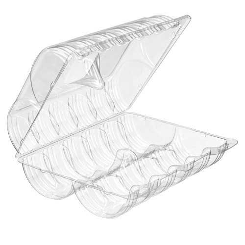 Inline Plastics Clear Polyethylene Terephthalate Rectangular Hinged 1 Dozen Donut Container, 13 3/8 X 1 1/4 X 3 3/8 Inch -- 174 Per Case