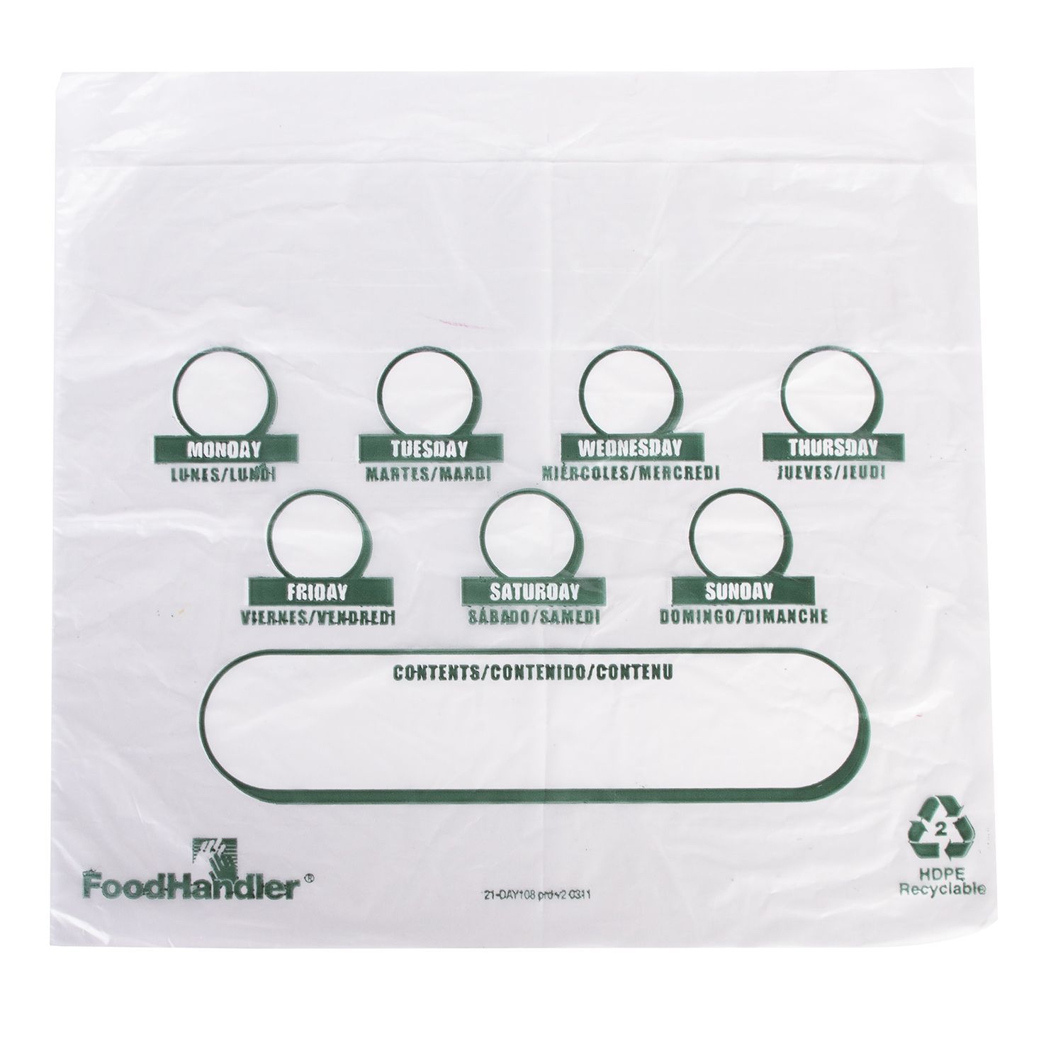 Foodhandler Day Of The Week Hdpe Deli Bag, 6.5 X 7 Inch -- 2000 Per Case