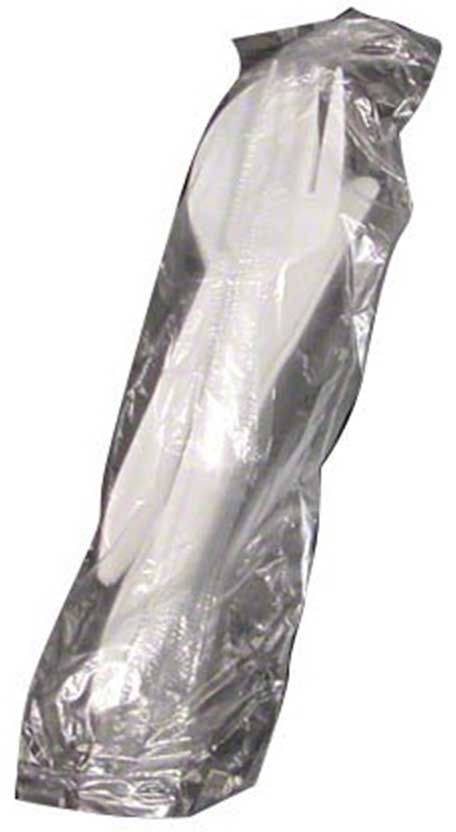 Max Packaging Polypropylene White Medium Weight Fork Knife Spoon Cutlery Kit -- 500 Per Case