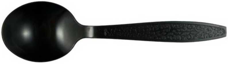 Max Packaging Polystyrene Black Extra Heavyweight Non Oriented Wrapped Soup Spoon -- 1000 Per Case