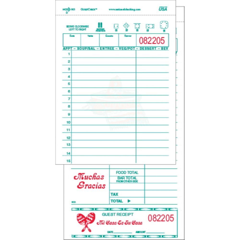 Guestcheck Large White Paper Carbon 15 Line Two-part Guest Check, 8.25 X 4.2 Inch