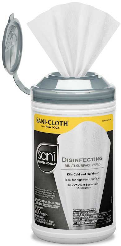 Sani Professional Sani Cloth Scent Free Disinfecting Multi Surface Wipes, 200 Count -- 6 Per Case