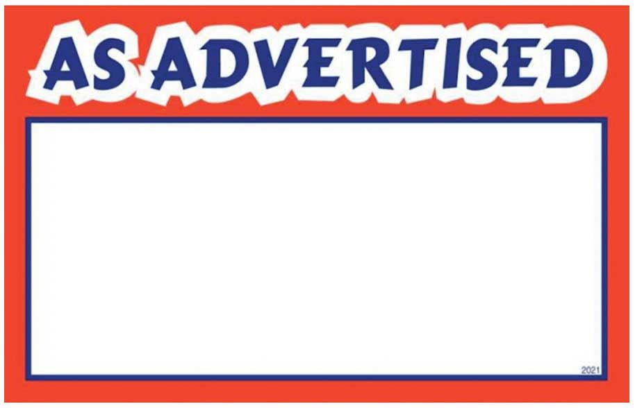 I.d. Images As Advertised Sign Package, 3.5 X 5.5 Inch -- 100 Per Case