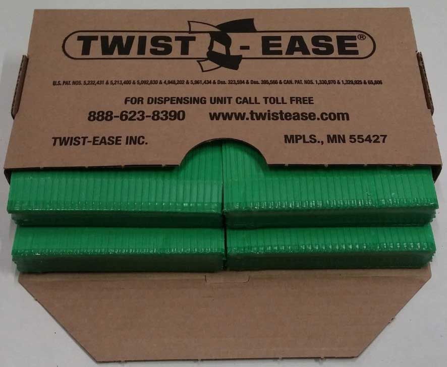Twist-ease Green Twist Tie, 4 Inch Length -- 4800 Per Case