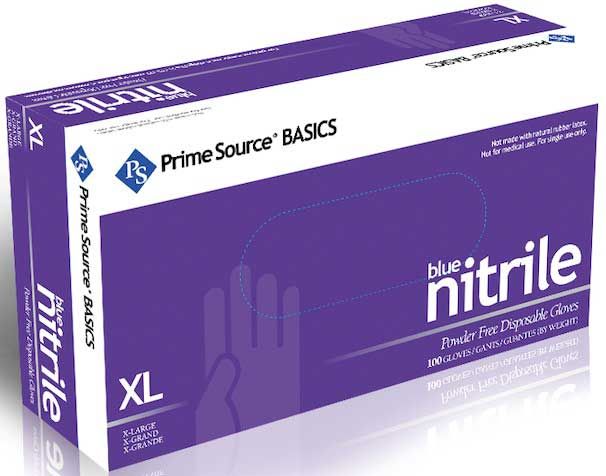 Prime Source Basics Blue Powder Free Extra Large Nitrile Gloves -- 1000 Per Case