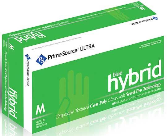 Prime Source Select Hybrid Clear Medium Disposable Poly Gloves, 100 Count -- 10 Per Case