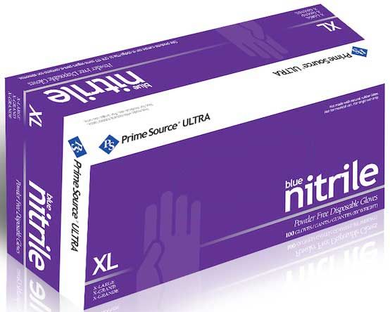 Prime Source Powder Free Extra Large Blue Disposable Nitrile Gloves -- 1000 Per Case