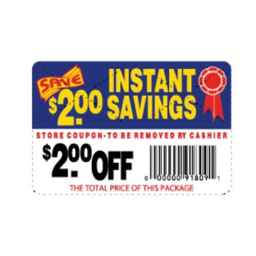 Advanced Labeling $2.00 Off Instant Savings Coupon Label With Upc, 250 Count