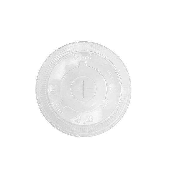 Karat Clear 104.5mm Pet Plastic Flat Lid With Hole For Cold Cup -- 600 Per Case