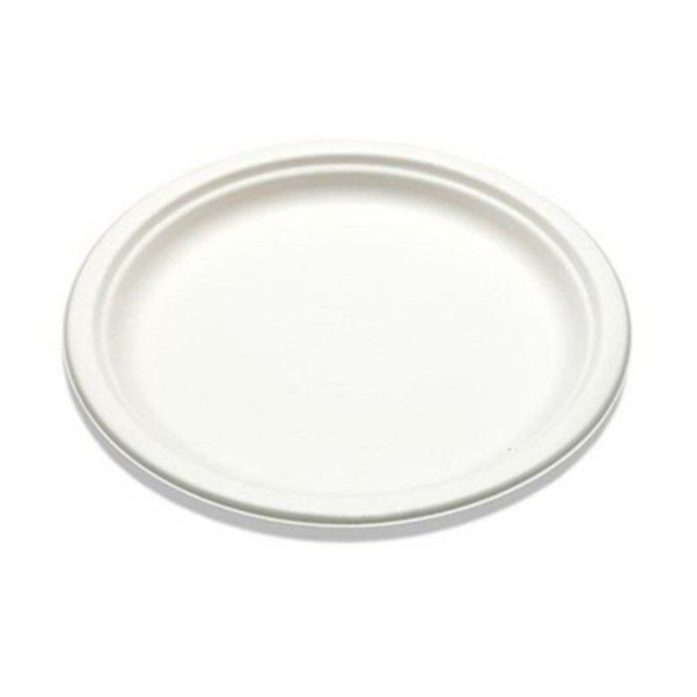 Bridge-gate Alliance White Round Sugarcane Bagasse Plate, 9 Inch -- 500 Per Case