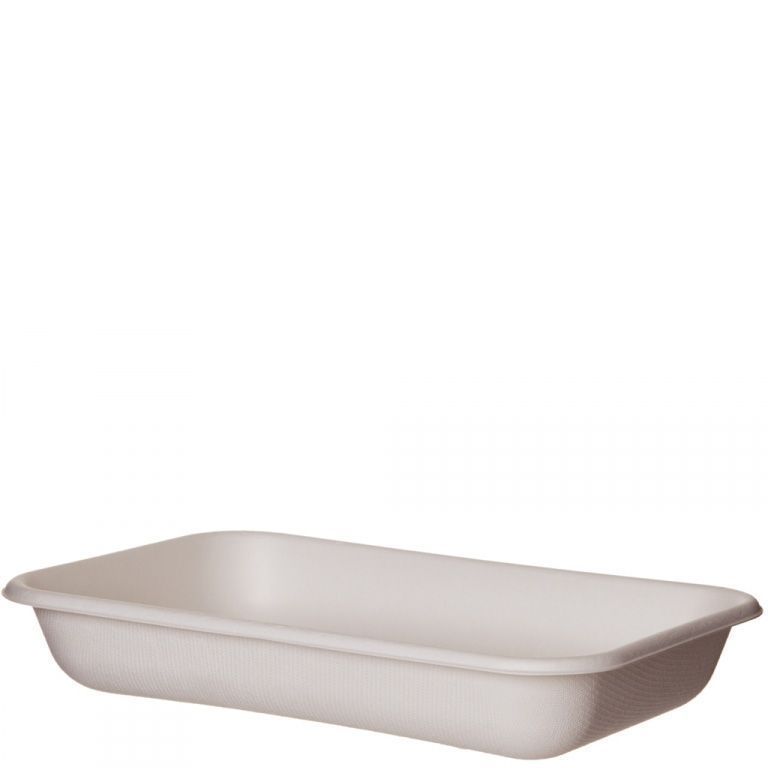 Eco-products Worldview Rectangle White Compostable Sugarcane Take-out Container, 32 Ounce Capacity -- 400 Per Case
