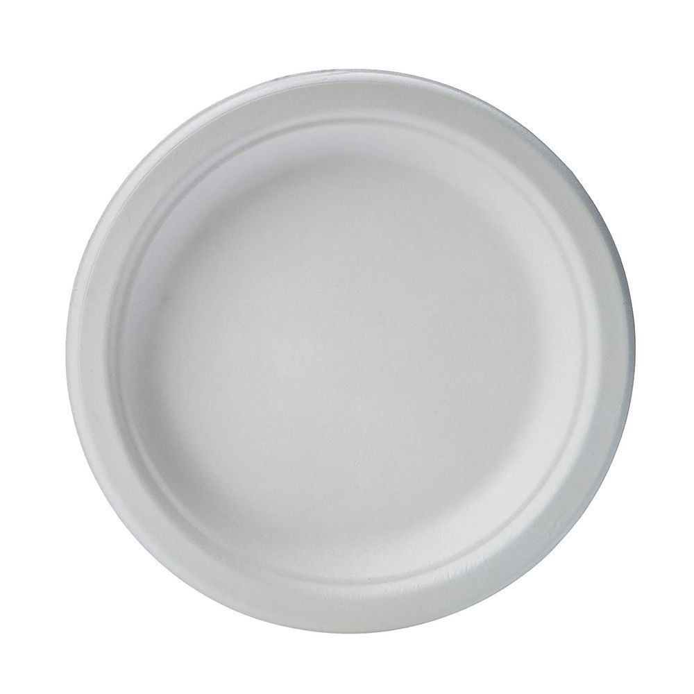 Teh Tung Morex Bamboo Mix Bagasse 1 Compartment Molded Fiber Round Plate, 7 Inch -- 1000 Per Case