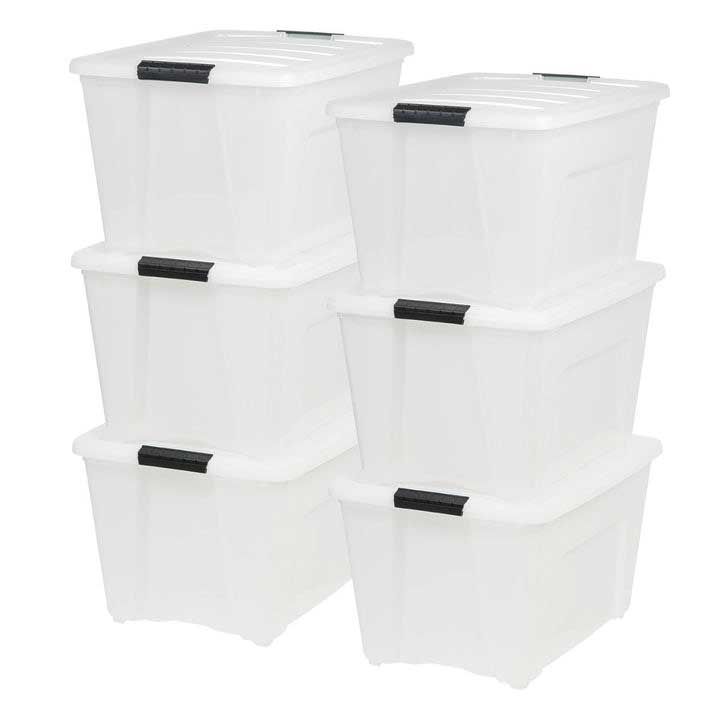Stack And Pull Clear Plastic Storage Bin With Lid, 53 Quart Capacity -- 6 Per Case
