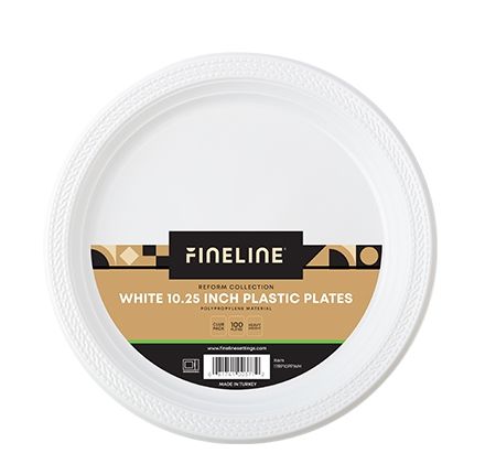 Fineline Settings Reform White Polypropylene 3 Compartment Round Plate, 10.25 Inch -- 400 Per Case