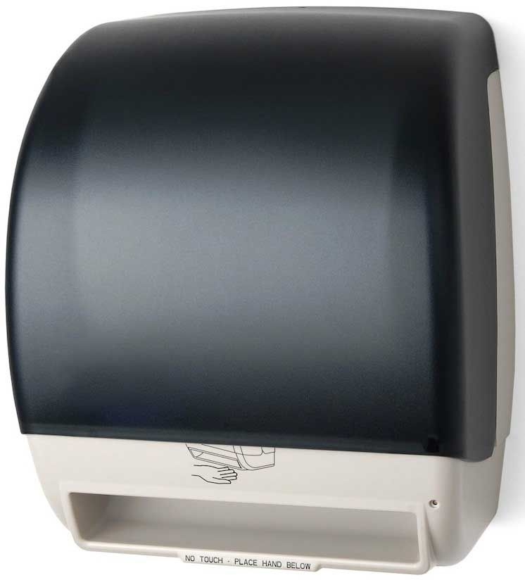 San Jamar Tear N Dry Essence Black Electronic Touchless Classic Roll Towel Dispenser