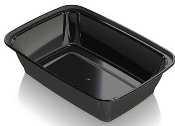 Aviva Plastics Polypropylene Black Rectangular Container, 38 Ounce -- 240 Per Case