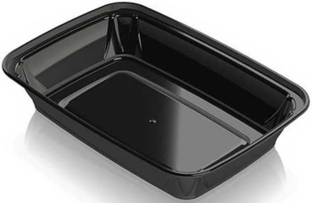 Aviva Plastics Polypropylene Black Rectangular Container, 28 Ounce -- 240 Per Case