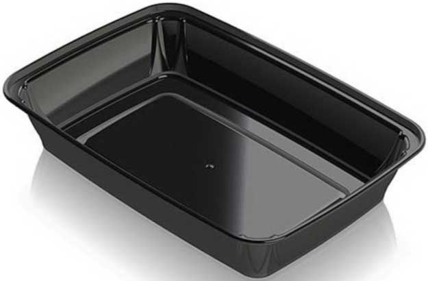 Aviva Plastics Polypropylene Black Rectangular Container, 48 Ounce -- 200 Per Case