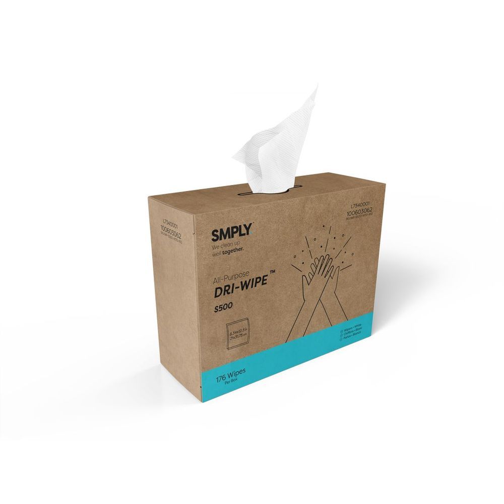 Smply Dri-wipe All Purpose White Wipes, 8.34 X 12.5 Inch -- 1760 Per Case