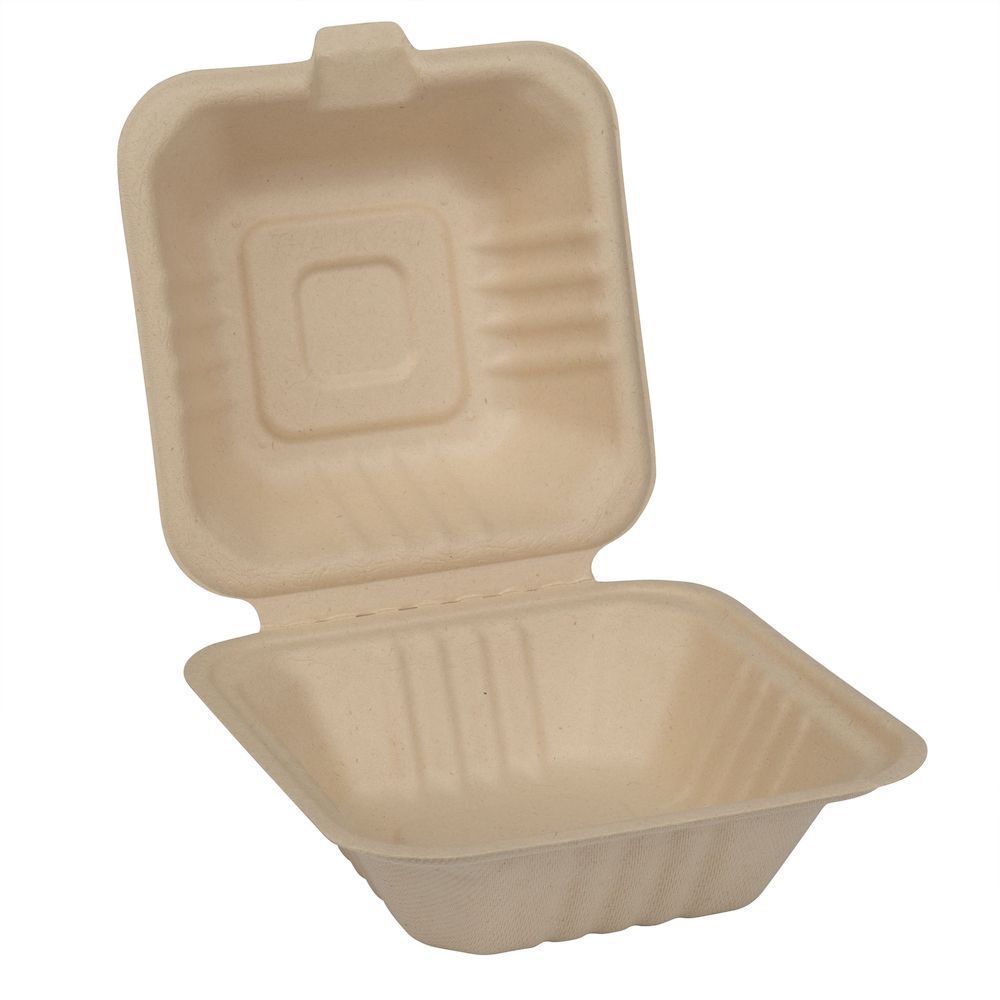 Eco-systems Kraft Formulated Molded Fiber Clamshell Container, 6 Inch -- 500 Per Case