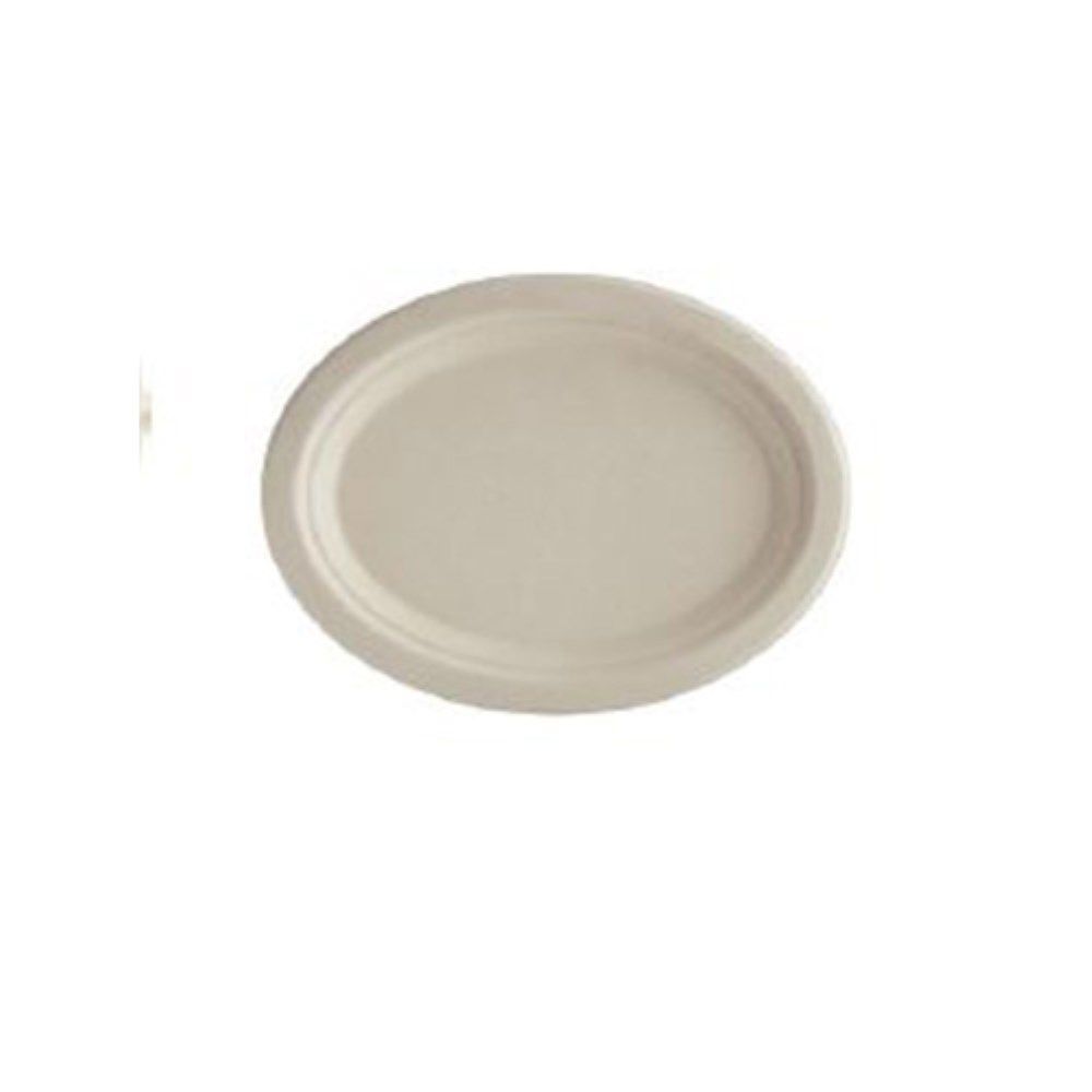 Eco-systems Kraft Bagasse- Pfas Free Formulated Molded Fiber Oval Plate, 10 Inch -- 500 Per Case