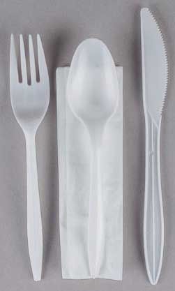 Greensaver White Polypropylene Medium Weight Wrapped Cutlery Set With Napkin -- 250 Per Case
