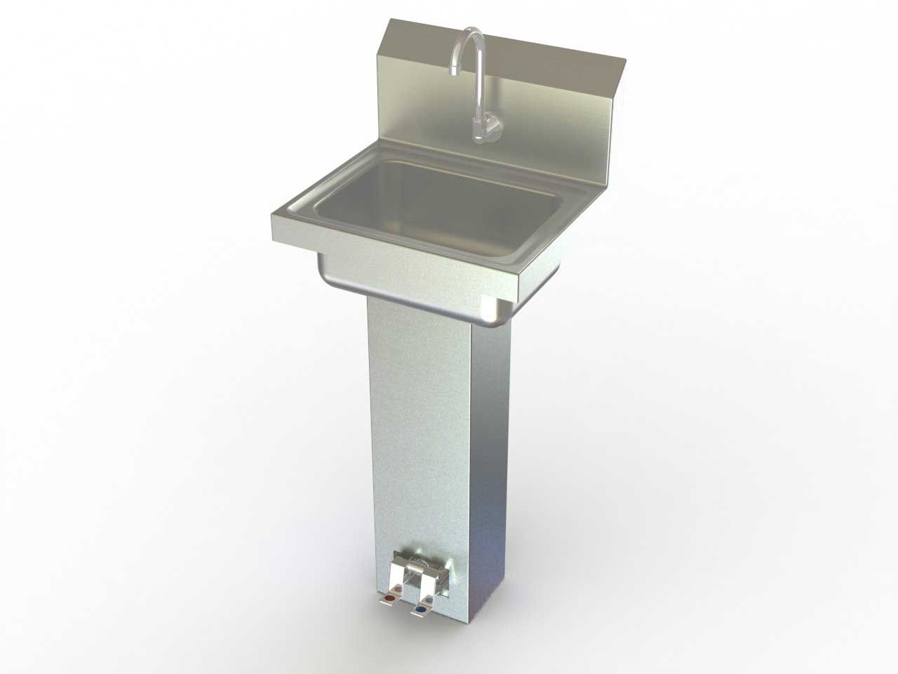 Aero 304 Stainless Steel Nsf Pedestal Foot Pedal Hand Sink, 17 X 15 X 43 1/2 Inch