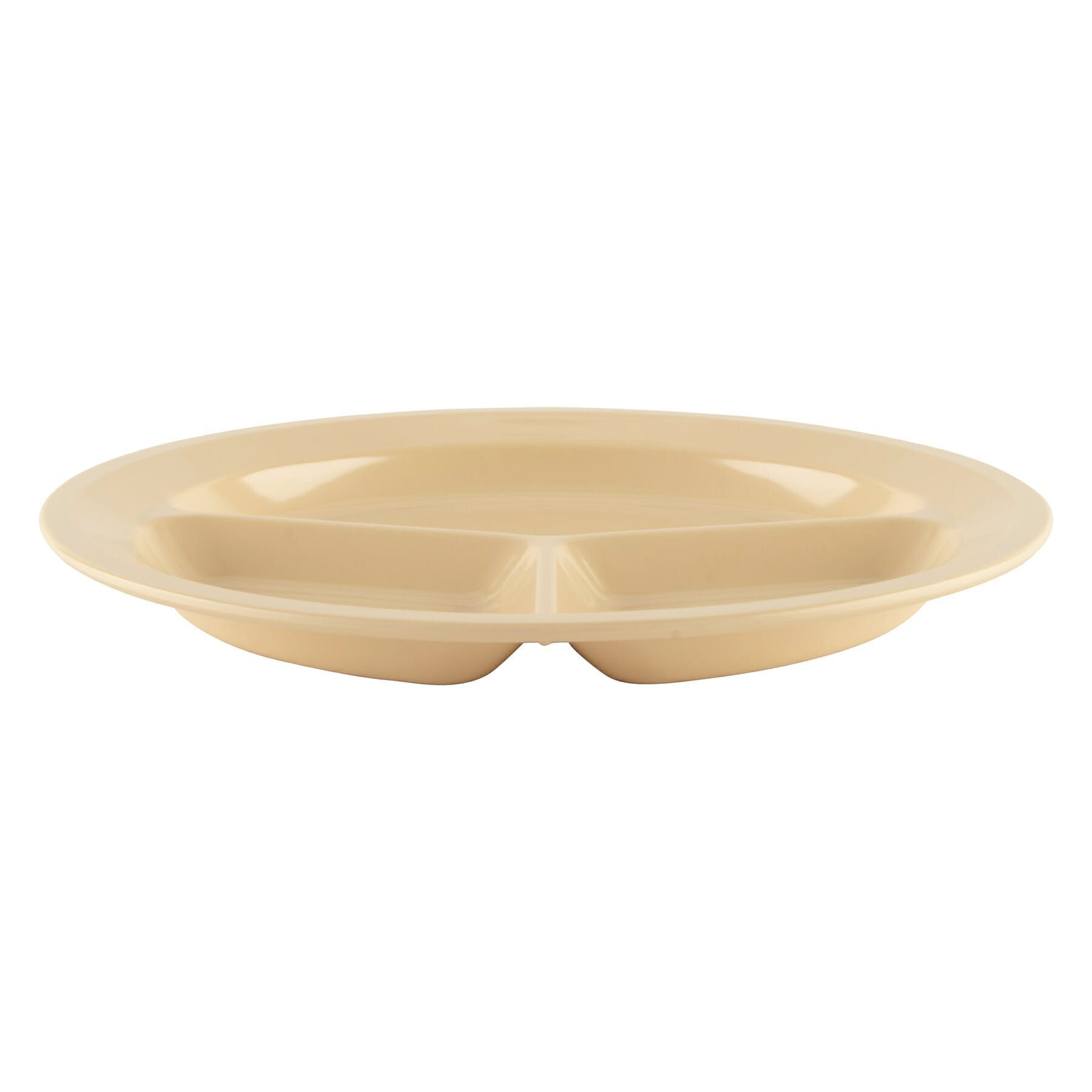 Get Enterprises Tan Supermel I Melamine 3 Compartment Plate, 11 Inch -- 12 Per Case