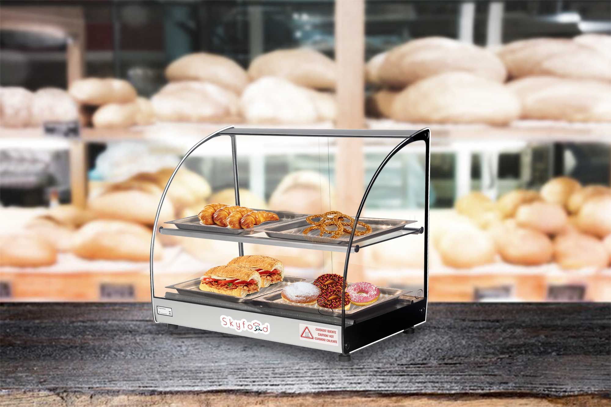 Skyfood Countertop Food Warmer Display Case With Two Shelves, 22 1/2 X 17 3/4 X 19 3/4 Inch