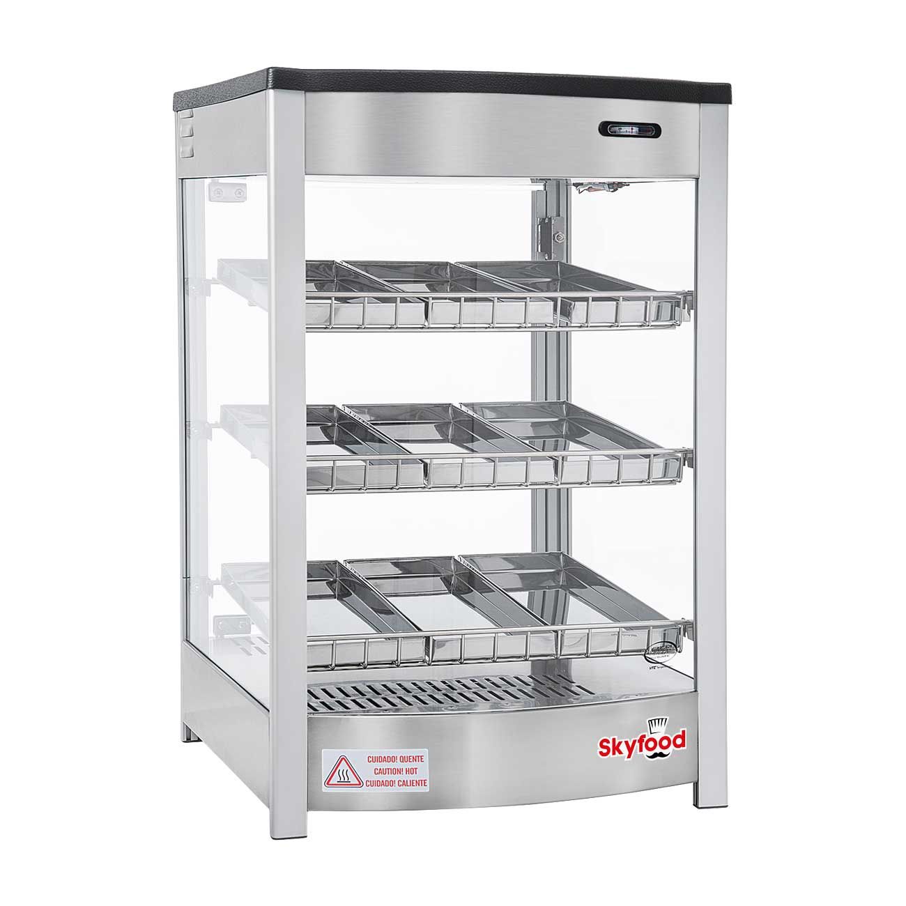 Skyfood Countertop Steam Line Food Warmer Display Case With Three Shelves, 18 7/8 X 18 X 28 3/8 Inch