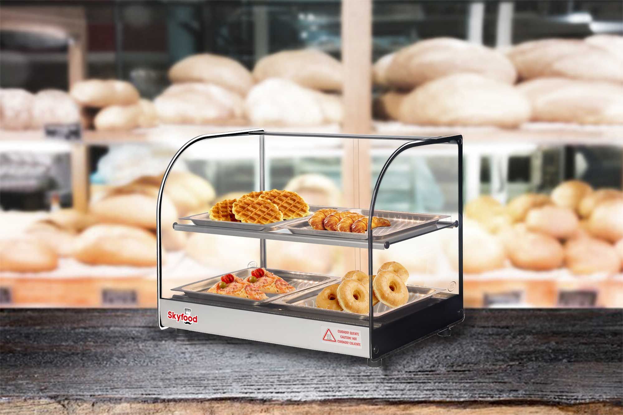 Skyfood Countertop Food Warmer Display Case With Two Shelves, 22 1/2 X 17 3/4 X 19 3/4 Inch