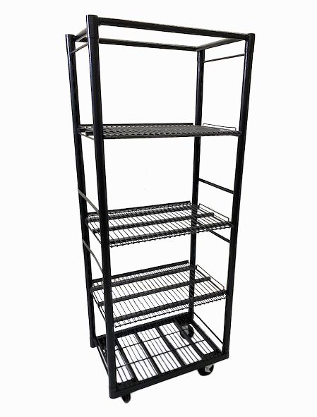 Mobile Merchandisers Silver Hammertone 4 Shelf Mobile Stocker Merchandiser With 3 Shelves