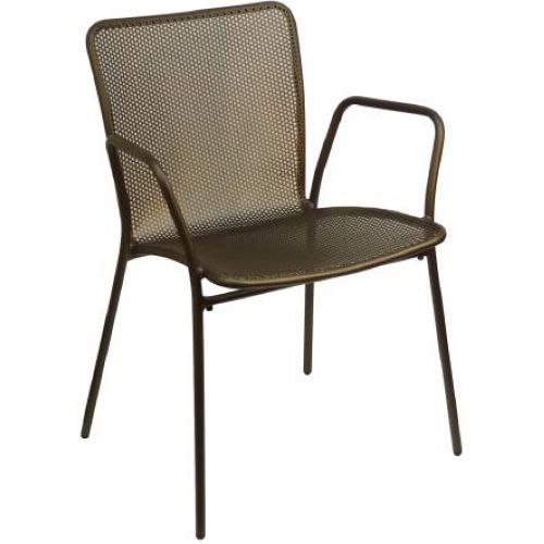 Emu Antique Bronze Sole Outdoor Stacking Armchair, Steel Mesh Interlace Seat And Back, Tubular Steel Frame, 34 X 24 X 24 Inch -- 4 Per Case