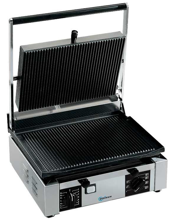 Univex Single 120 Volt Ribbed Panini Press, 1.5 Inch Wide