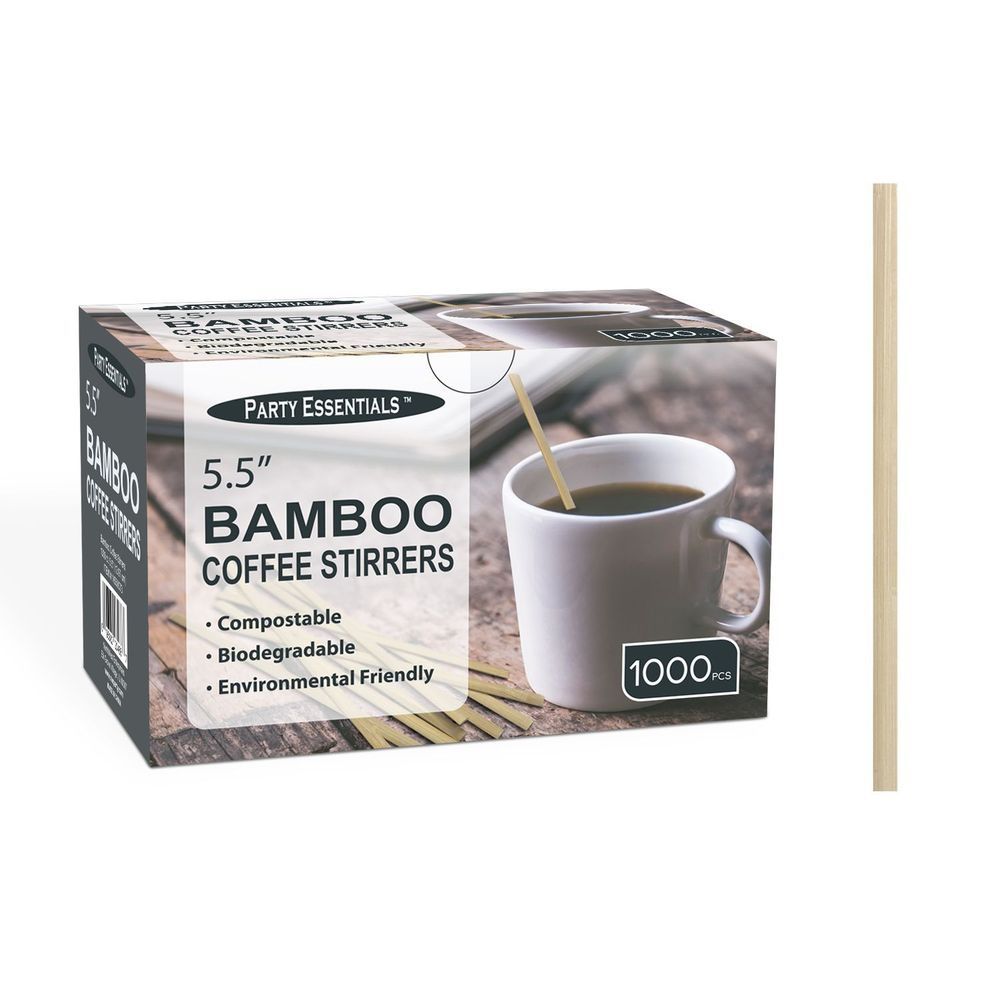 Northwest Enterprises Party Essentials Bamboo Coffee Stirrer, 5.5 Inch -- 12000 Per Case