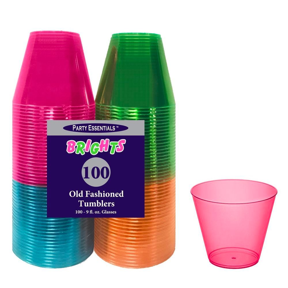 Northwest Enterprises Party Essentials Assorted Neon Tumbler, 9 Ounce Capacity -- 600 Per Case