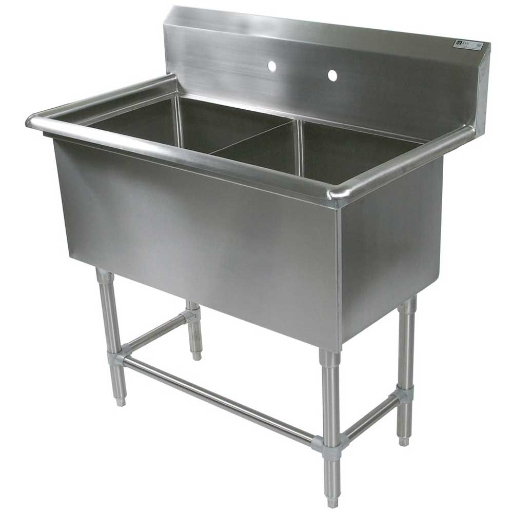 John Boos 16 Gauge Stainless Steel Two Bowl Sink Without Drainboard, 41 1/8 X 29 1/2 Inch