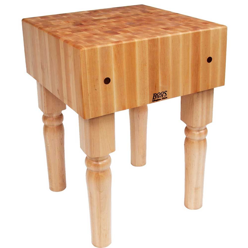 John Boos Barn Red Base Maple Ab Butcher Block Table, 18 X 18 X 10 Inch