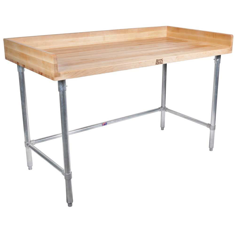 John Boos Maple Oil Finish Top Work Table With 4 Inch High Coved Riser, 72 X 24 X 1 3/4 Inch