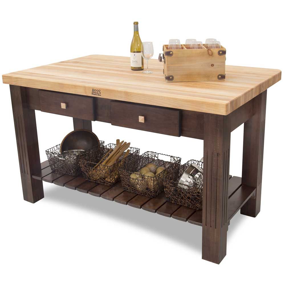 John Boos Grazzi Basil Green Base Hard Maple Edge Grain Top Table, 60 X 28 X 2 1/4 Inch